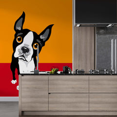 Custom Dog Wall Mural Bright Orange Red Wallpaper