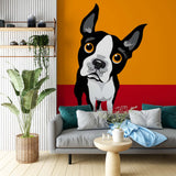 Dog Wall Mural Bright Orange Red Wallpaper