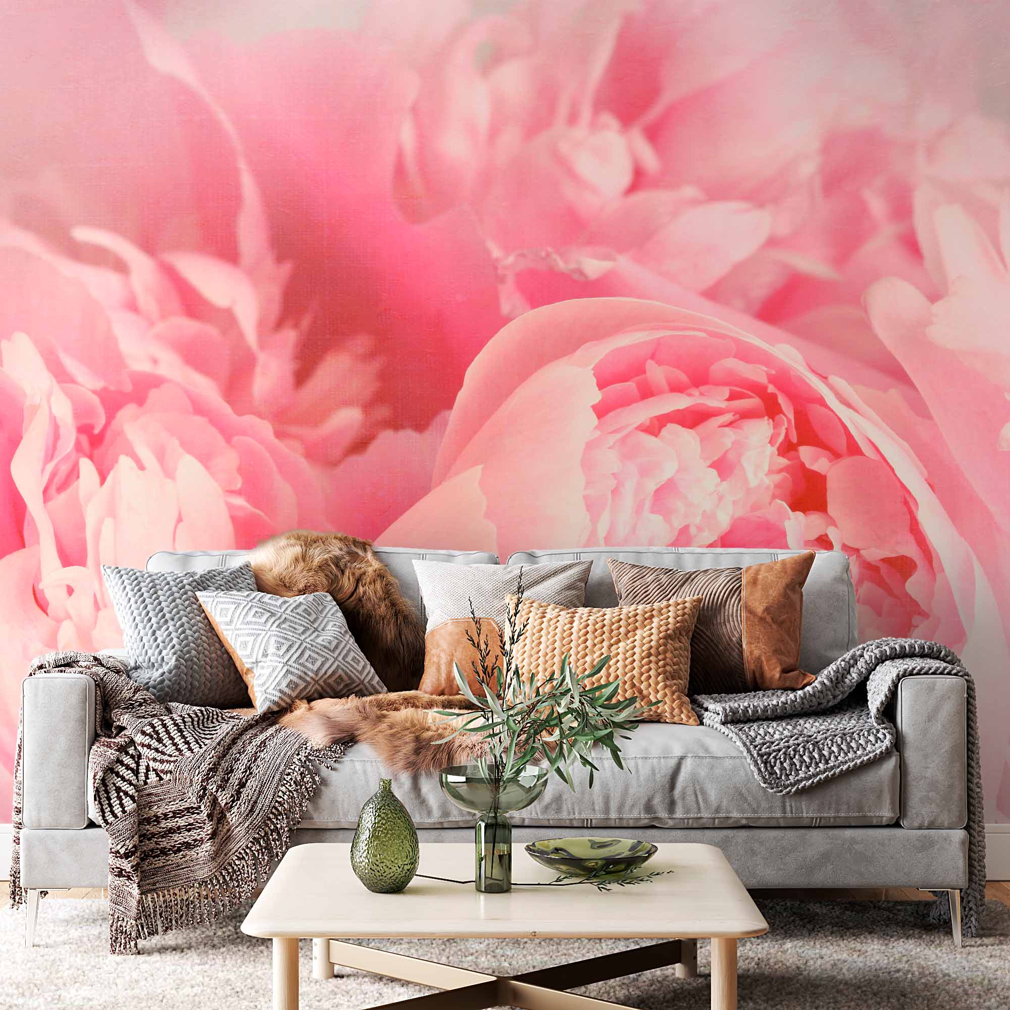 Pastel Peony Romance Wallpaper