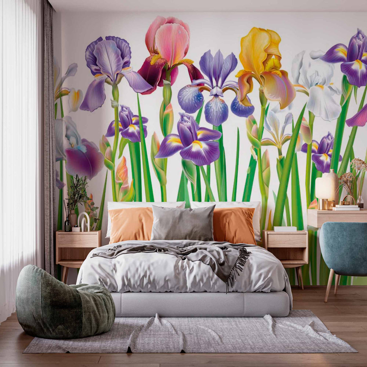 Elegant Iris Flower Display Wallpaper Mural