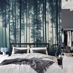 Custom Mystical Foggy Forest Wall Mural Wallpaper