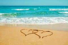 Custom Romantic Beach Hearts in Sand Wall Mural Wallpaper