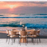 Tranquil Sunrise Over Ocean Waves Wall Mural Wallpaper