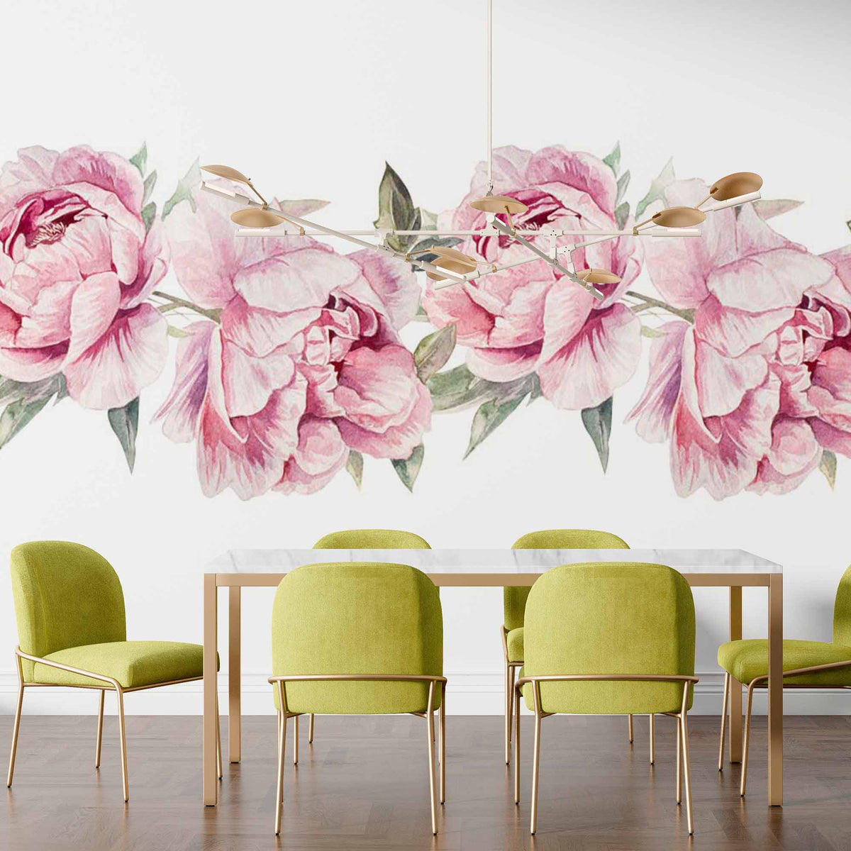 Elegant Pink Peony Flower Wall Mural - Watercolor Floral Design