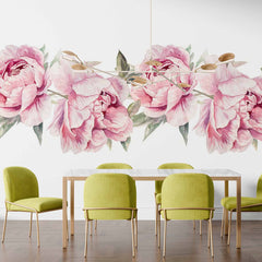 Custom Elegant Pink Peony Flower Wall Mural - Watercolor Floral Design