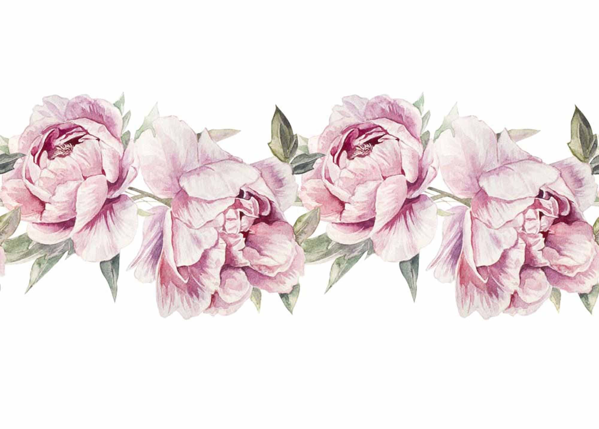 Elegant Pink Peony Flower Wall Mural - Watercolor Floral Design