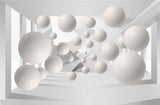 Abstract Wall Mural Futuristic Balls Minimalistic and Dynamic White Wallpaper