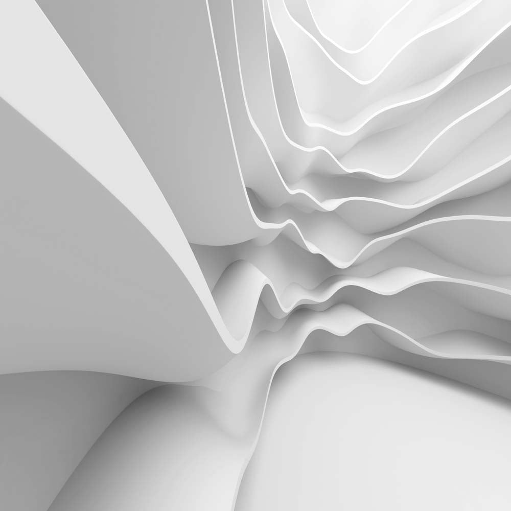 Papier peint panoramique 3D vagues de papier blanches en couches